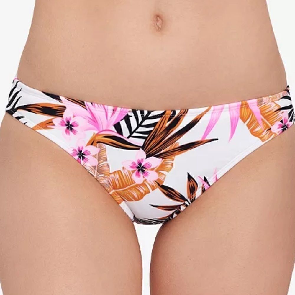 SALT + COVE Women's Tropic Time Printed Cinch-Back Bikini Bottoms, swimsuit S